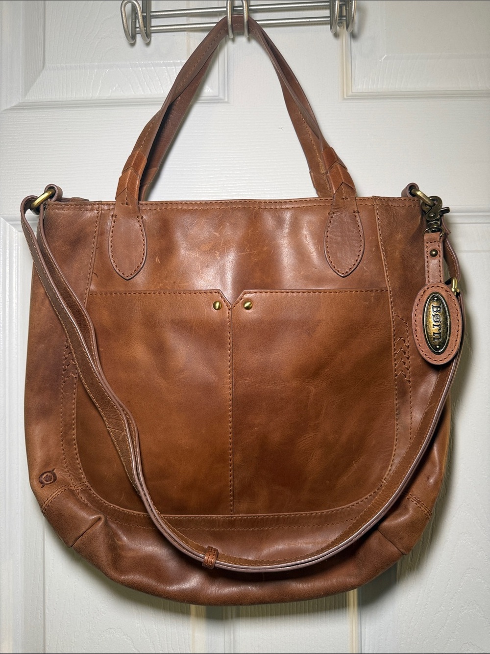 Børn Cognac Brown 100% Genuine Leather Tote Bag/Crossbody